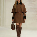 Nadorine Casual Double-Breasted Cape Coat