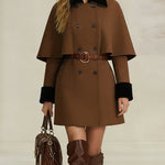 Nadorine Casual Double-Breasted Cape Coat
