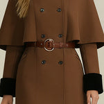 Nadorine Casual Double-Breasted Cape Coat