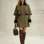 Nadorine Casual Double-Breasted Cape Coat