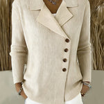 Nadorine Women's Casual Slant Placket Ribbed Knit Cardigan