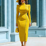 Nadorine Elegant Button Accent Bodycon Midi Dress for Women Casual Elegant Summer 2026 Work Brunch