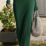 Slim Fit Hooded Ribbed Knit Maxi Dress