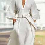 Minimalist 3/4 Sleeve Maxi Dress with Belt