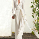 Luxury Flowy Deep V-Neck Maxi Dress