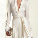 Luxury Flowy Deep V-Neck Maxi Dress