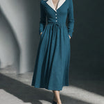 Nadorine Women's 50s Vintage Style Pockets A-line Midi Dress