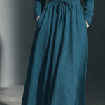 Nadorine Women's 50s Vintage Style Pockets A-line Midi Dress