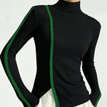 Nadorine Elegant Contrast Piping Turtleneck Knit Undershirt for Women Casual Work Office Loose Fit 2026 | Under $25