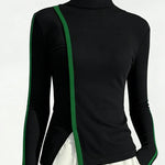 Nadorine Elegant Contrast Piping Turtleneck Knit Undershirt for Women Casual Work Office Loose Fit 2026 | Under $25
