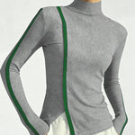 Nadorine Elegant Contrast Piping Turtleneck Knit Undershirt for Women Casual Work Office Loose Fit 2026 | Under $25