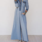 Nadorine Women's Comfy Loose Fit Contrast Color V-Neck Jumpsuit