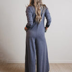 Nadorine Women's Comfy Loose Fit Contrast Color V-Neck Jumpsuit