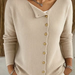 Relaxed Fit Gold Button Detail Knit Cardigan