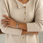 Relaxed Fit Gold Button Detail Knit Cardigan