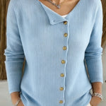 Relaxed Fit Gold Button Detail Knit Cardigan