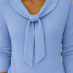Nadorine Casual Fashion Bow Tie Neck Knit Sweater