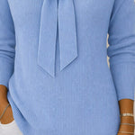 Nadorine Casual Fashion Bow Tie Neck Knit Sweater