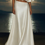 Nadorine Women's Chic Satin Slant-Cut Crop Top and Maxi Skirt Set