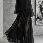 Nadorine Cozy Flowy Sheer Overlay Top and Shorts set
