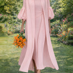 Vacation Vibes Lantern Sleeve Cardigan and Sleeveless Dress Set