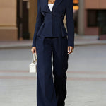 Luxe Elegant Pleated Fishtail Blazer Pants Set