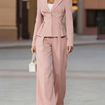Luxe Elegant Pleated Fishtail Blazer Pants Set