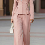 Luxe Elegant Pleated Fishtail Blazer Pants Set