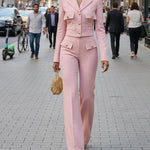 Stylish Elegant Crop Blazer Pants Set