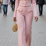 Stylish Elegant Crop Blazer Pants Set