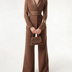 Smart Casual Blazer and Wide Leg Pants Suit set