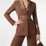 Smart Casual Blazer and Wide Leg Pants Suit set