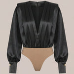 Elegant Satin Puff Sleeves Blouse Wide Leg Pants Set
