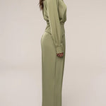 Minimalism Stack Collar Blouse and Pants Set
