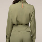 Minimalism Stack Collar Blouse and Pants Set