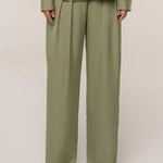 Minimalism Stack Collar Blouse and Pants Set