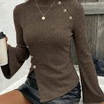 Flare Sleeve Button Detail Knit Undershirt