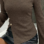 Flare Sleeve Button Detail Knit Undershirt
