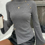 Flare Sleeve Button Detail Knit Undershirt