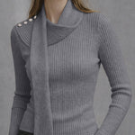 Nadorine Comfort Slim Fit Knit Top with Detachable Scarf