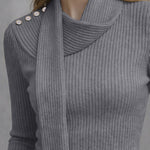 Nadorine Comfort Slim Fit Knit Top with Detachable Scarf