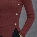 Fashion Hollow Out Front Asymmetrical Design Knit Turtleneck Top