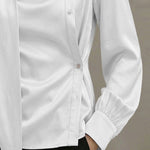 Nadorine Glossy Ribbon Design Slant Closure Blouse for Women Casual Work Office Loose Fit 2026 | Under $40