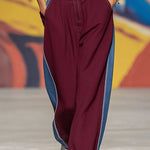 Soft Contrast Denim Panel Tracksuit Set