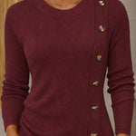 Slim Fit Slant Button Placket Knit Top