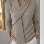 Elegant Scarf Patchwork Collar Knit Top