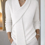 Elegant Scarf Patchwork Collar Knit Top