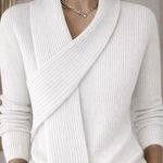 Elegant Scarf Patchwork Collar Knit Top
