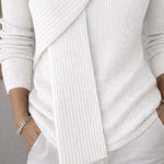 Elegant Scarf Patchwork Collar Knit Top