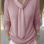 Urban Casual Tie Neck Design Knit Top